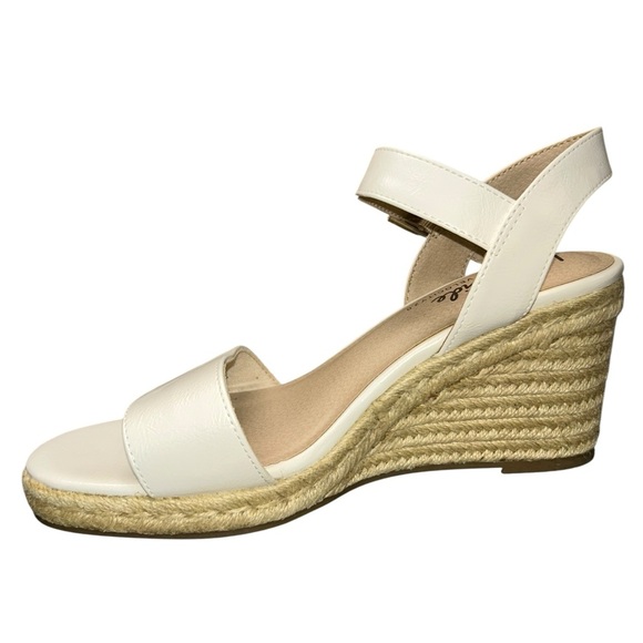 LifeStride Tango Wedge Sandals Comfort Memory Foam Buckle strap Size 9.5 white - Picture 6 of 14